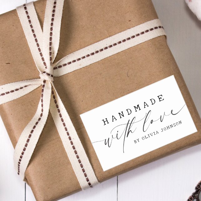 Pegatina Rectangular Simple hecho a mano con Love Script Business (Subido por el creador)