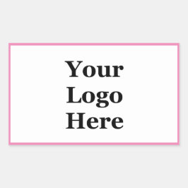 Pegatina Rectangular Simple rosa y blanco Su plantilla de logotipo aquí