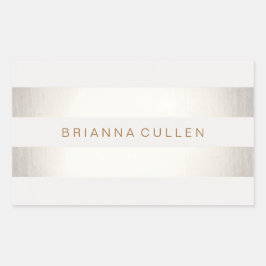 Pegatina Rectangular Simple y elegante FAUX Plata y franja blanca