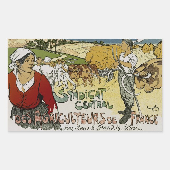Pegatina Rectangular Sindicato Central de Agricultura de Francia (Anverso)