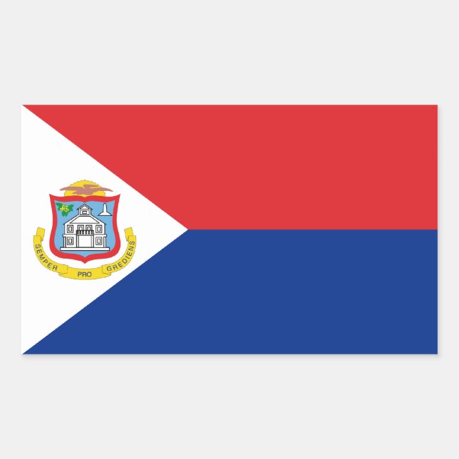 Pegatina Rectangular Sint Maarten, Bandera de San Martín, Países Bajos/ (Anverso)