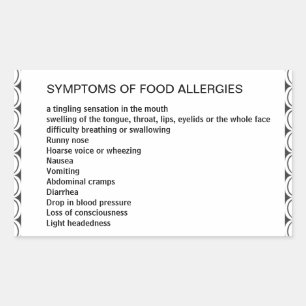 Pegatina Rectangular Síntomas de las alergias a los alimentos