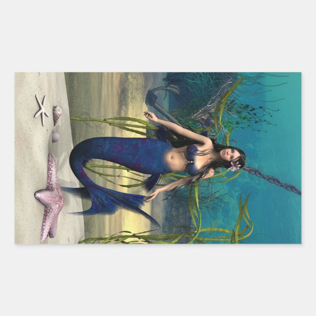 Pegatina Rectangular Sirena (Anverso)