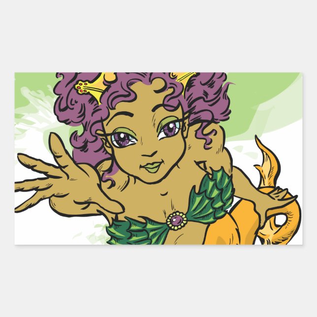 Pegatina Rectangular Sirena Cuta (Anverso)