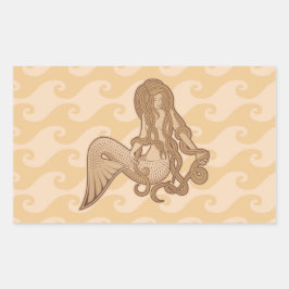 Pegatina Rectangular Sirena sentada