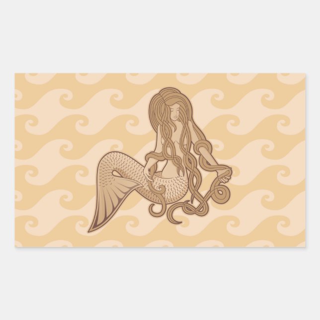 Pegatina Rectangular Sirena sentada (Anverso)
