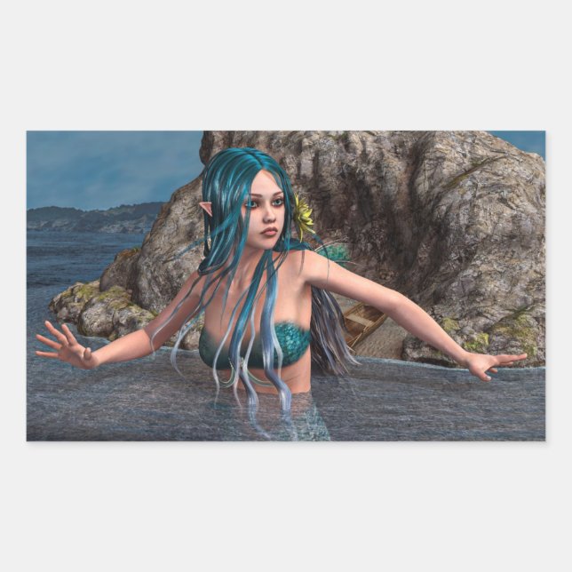 Pegatina Rectangular Sirena Ultramarina (Anverso)