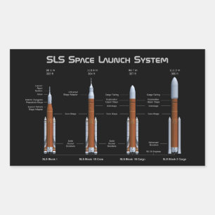 Pegatina Rectangular Sistema de lanzamiento espacial SLS