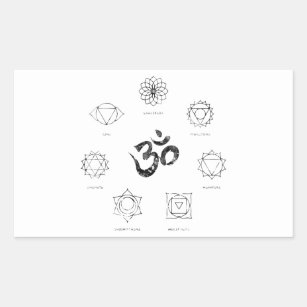 Pegatina Rectangular Sistema de símbolos de la yoga del chakra