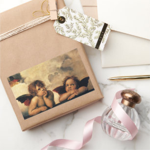 Pegatina Rectangular Sistine Madonna Angels por Raphael Sanzio