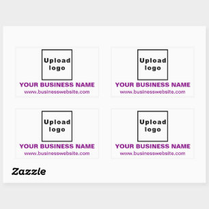 Pegatina Rectangular Sitio web de negocios Textos morados sobre blanco