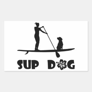 Pegatina Rectangular Sitting SUP Dog
