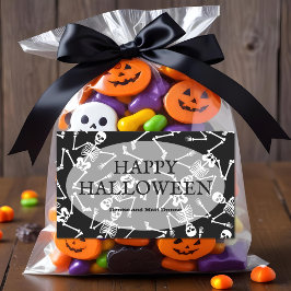 Pegatina Rectangular Skeletons Happy Halloween