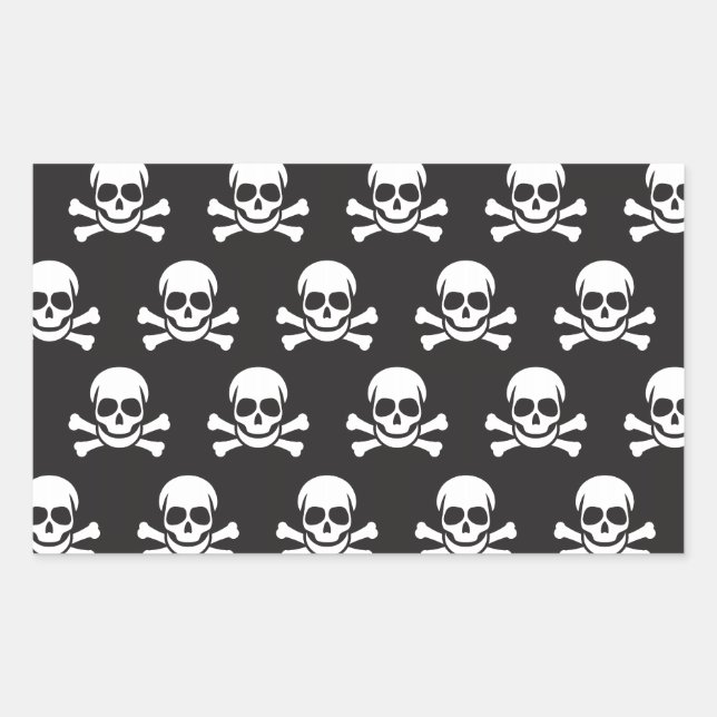 Pegatina Rectangular Skull & Crossbone (Anverso)