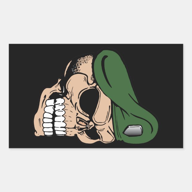 Pegatina Rectangular Skull Green Beret (Anverso)
