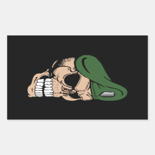 Pegatina Rectangular Skull Green Beret