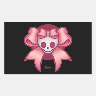 Pegatina Rectangular Skull 'n Bows