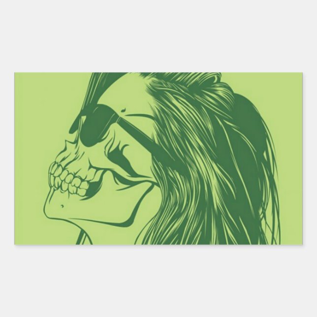 Pegatina Rectangular SkullGirl (Anverso)