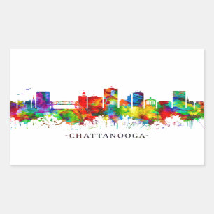 Pegatina Rectangular Skyline de Chattanooga Tennessee