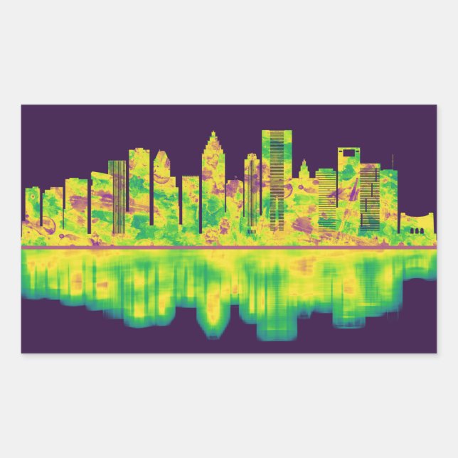 Pegatina Rectangular Skyline de Houston Texas (Anverso)