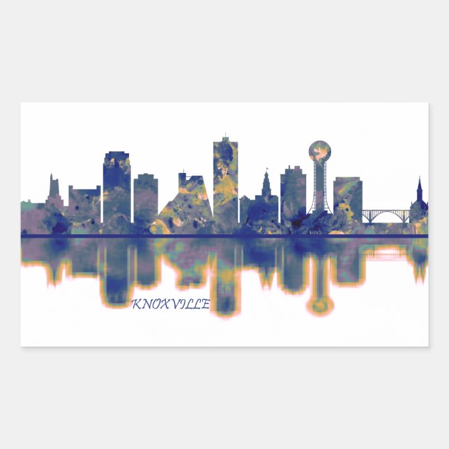 Pegatina Rectangular Skyline de Knoxville (Anverso)