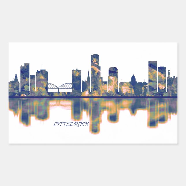 Pegatina Rectangular Skyline de Little Rock (Anverso)