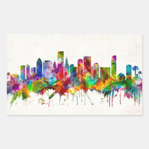 Pegatina Rectangular Skyline de Miami Florida