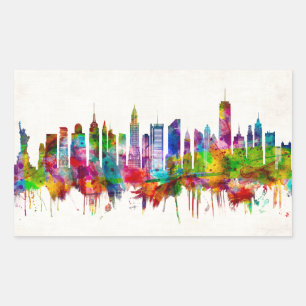 Pegatina Rectangular Skyline de Nueva York