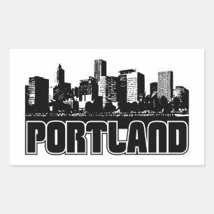 Pegatina Rectangular Skyline de Portland