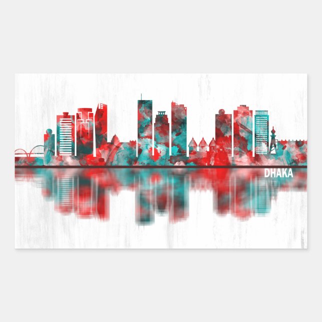 Pegatina Rectangular Skyline Dhaka (Anverso)