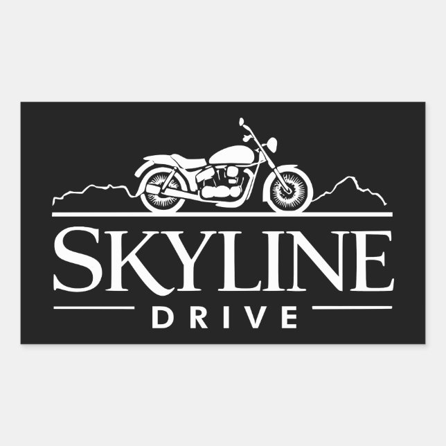 Pegatina Rectangular Skyline Drive Virginia Motorcycle (Anverso)