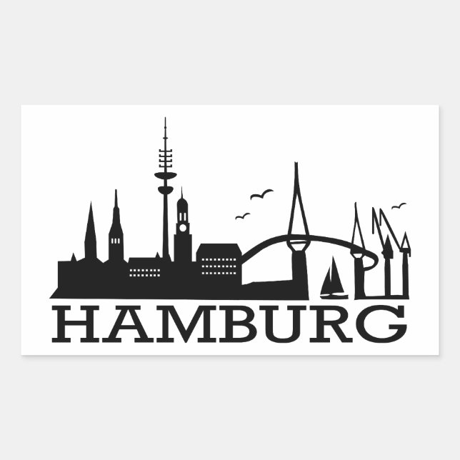 Pegatina Rectangular Skyline Hamburg (Anverso)