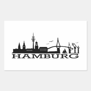 Pegatina Rectangular Skyline Hamburg