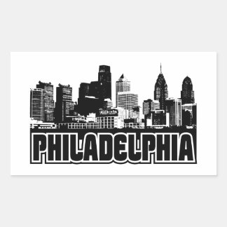 Pegatina Rectangular Skyline Philadelphia