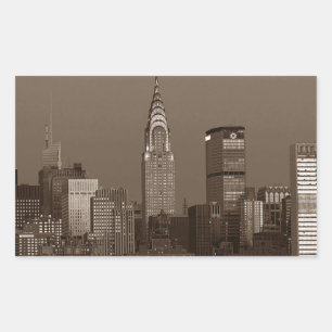 Pegatina Rectangular Skyline Sepia New York