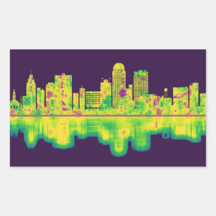 Pegatina Rectangular Skyline Winston-Salem North Carolina