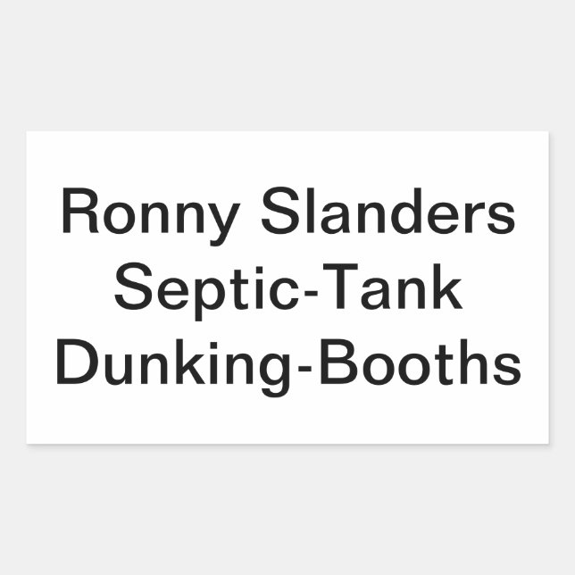 Pegatina Rectangular Slanders Septic Dunking Booth Hankamer Artjunkhaus (Anverso)