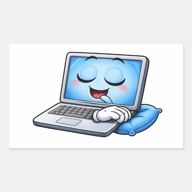 Pegatina Rectangular Sleepy Cartoon Laptop Character Sticker (Anverso)