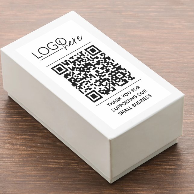 Pegatina Rectangular Small Business Your Logo QR Code Thank You (Small Business Your Logo QR Code Thank You Rectangular Sticker)