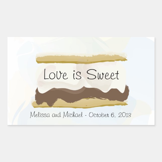 Pegatina Rectangular S'mores Love Is Sweet (Anverso)