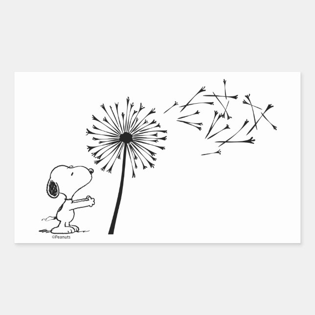 Pegatina Rectangular Snoopy con Dandelion (Anverso)