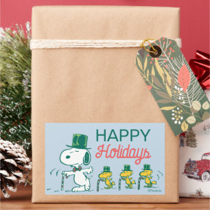 Pegatina Rectangular Snoopy Top Hat Peppermint Candy