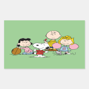 Pegatina Rectangular Snoopy y el juego de bandas en el fútbol