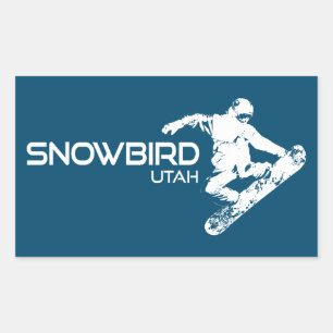 Pegatina Rectangular Snowbird Utah Snowboarder