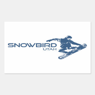 Pegatina Rectangular Snowbird Utah Snowboarder