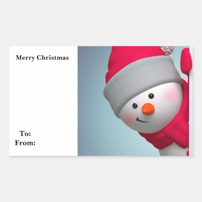 Pegatina Rectangular Snowman (Anverso)