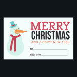 Pegatina Rectangular Snowman Christmas Sticker<br><div class="desc">Un lindo ilustracion de muñecos de nieve y tus saludos de Navidad con una letra moderna. Perfecto para regalos de Navidades.</div>