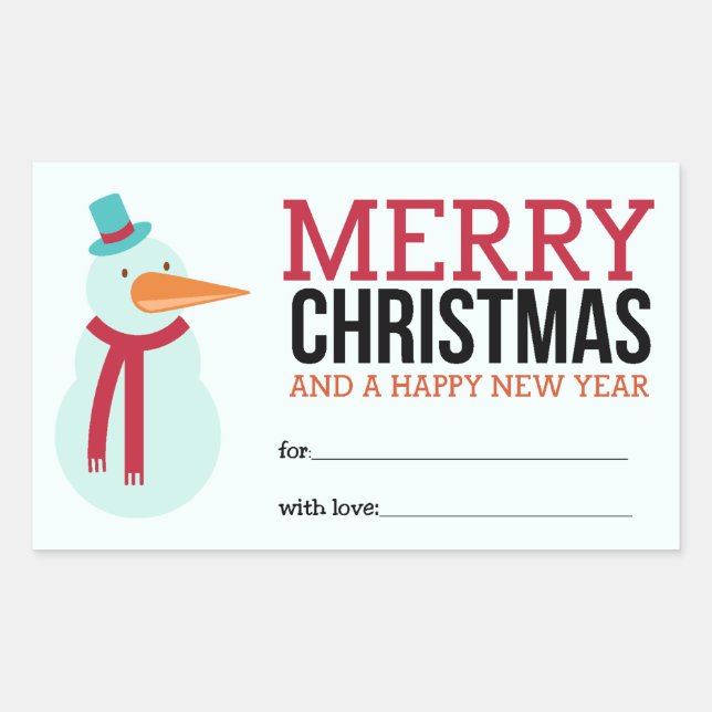Pegatina Rectangular Snowman Christmas Sticker (Anverso)