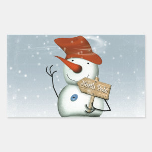 Pegatina Rectangular Snowman, miembro del Polo Norte
