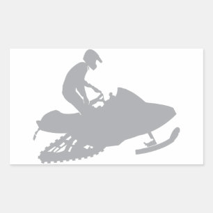 Pegatina Rectangular Snowmobiler gris plateado